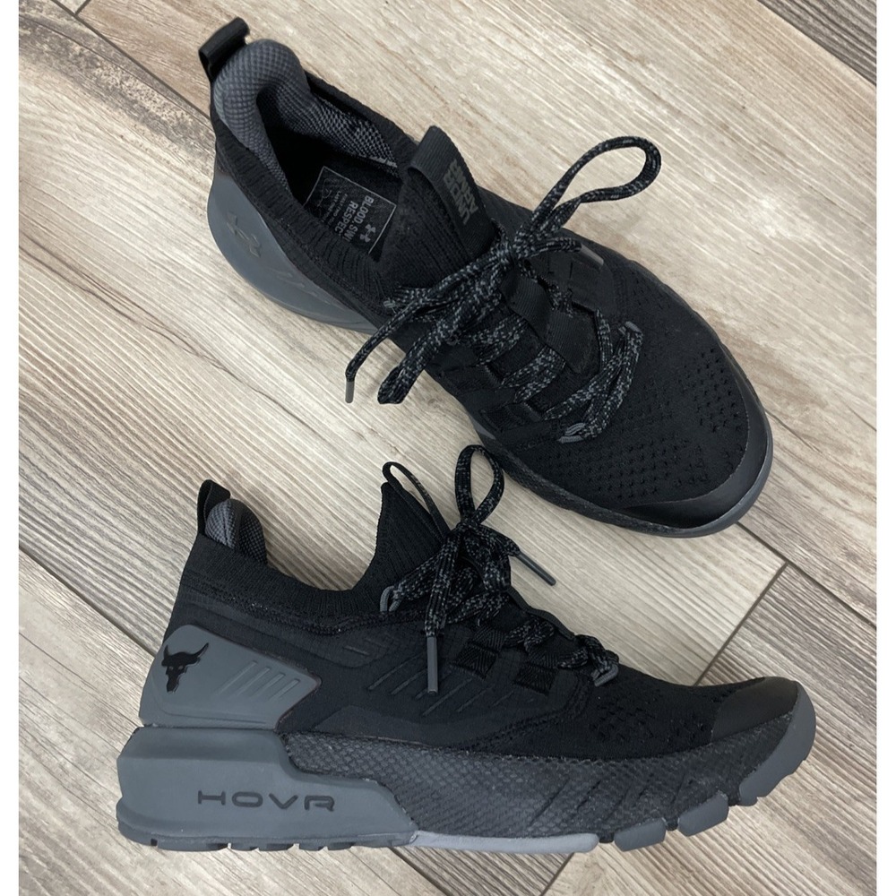 Under Armour HOVR Project Rock 3 Shoes Sneakers Black Youth‎ Size 4